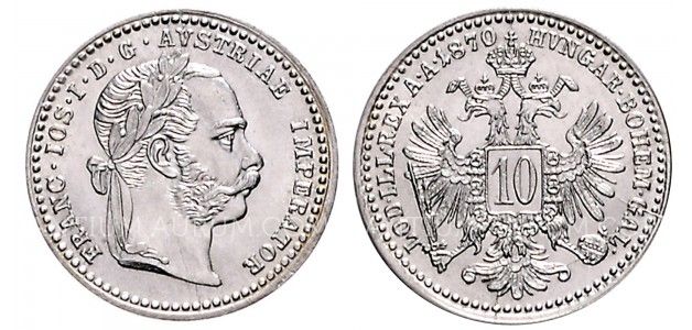 10 KREUZER 1870 FRANTIŠEK JOSEF I. (1848 - 1916)