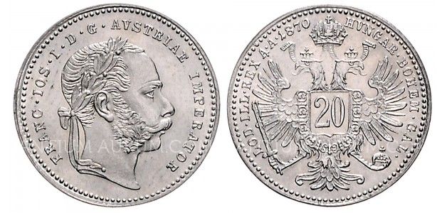20 KREUZER 1870 FRANTIŠEK JOSEF I. (1848 - 1916)