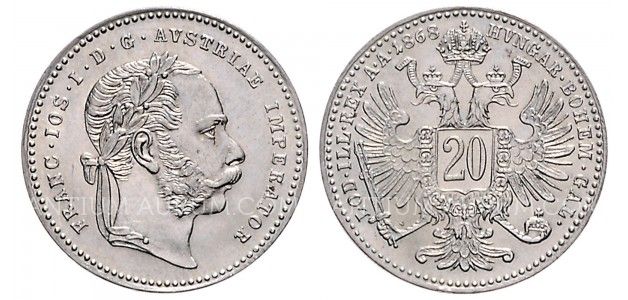 20 KREUZER 1868 FRANTIŠEK JOSEF I.